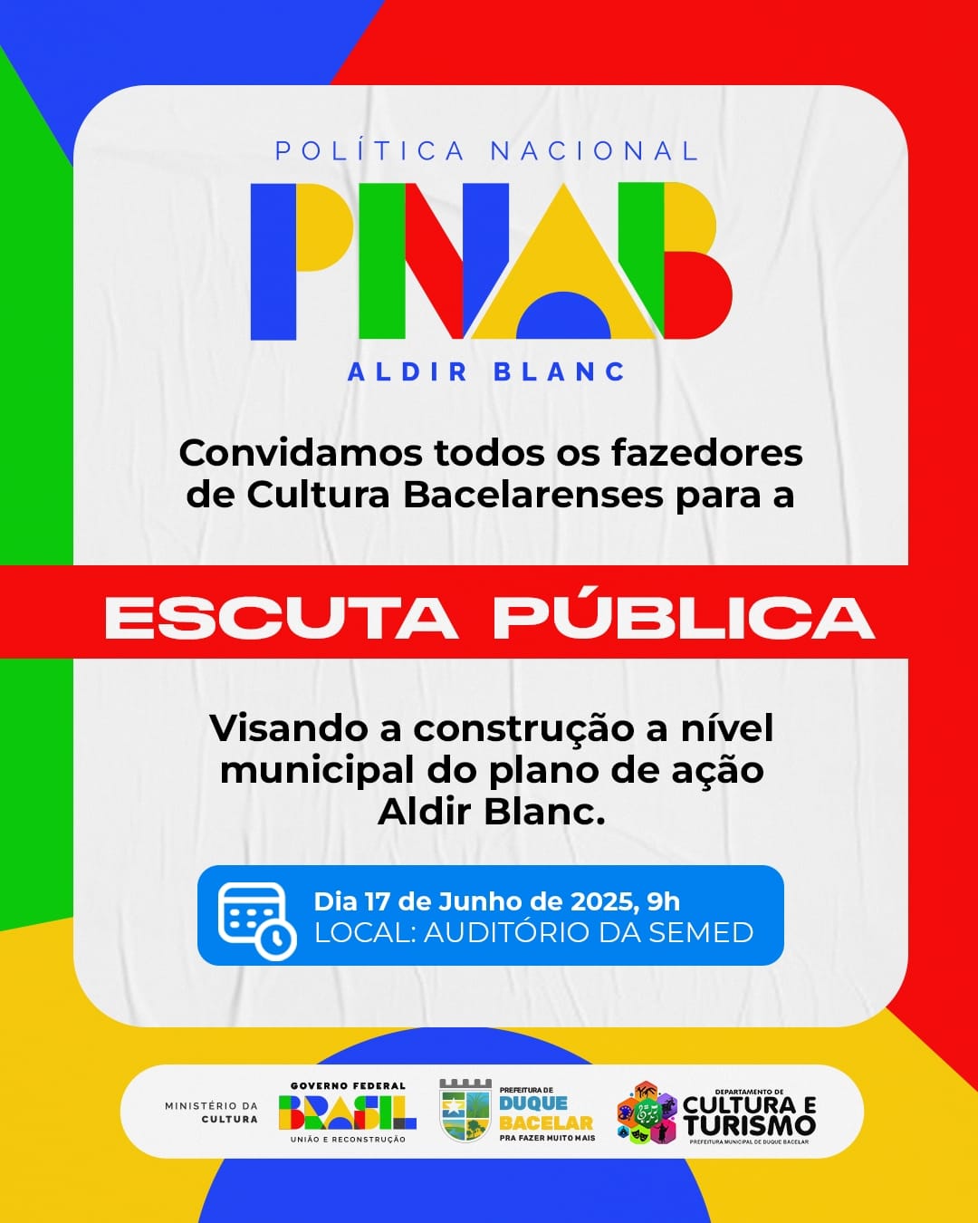 Convite para a Escuta Pública PNAB – Política Nacional Aldir Blanc